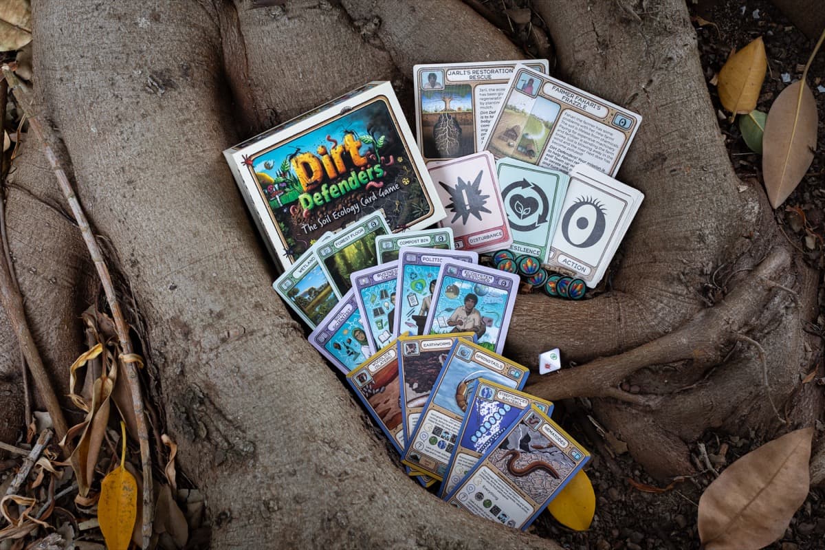 Dirt Defenders board game - cooperative soil science game for families